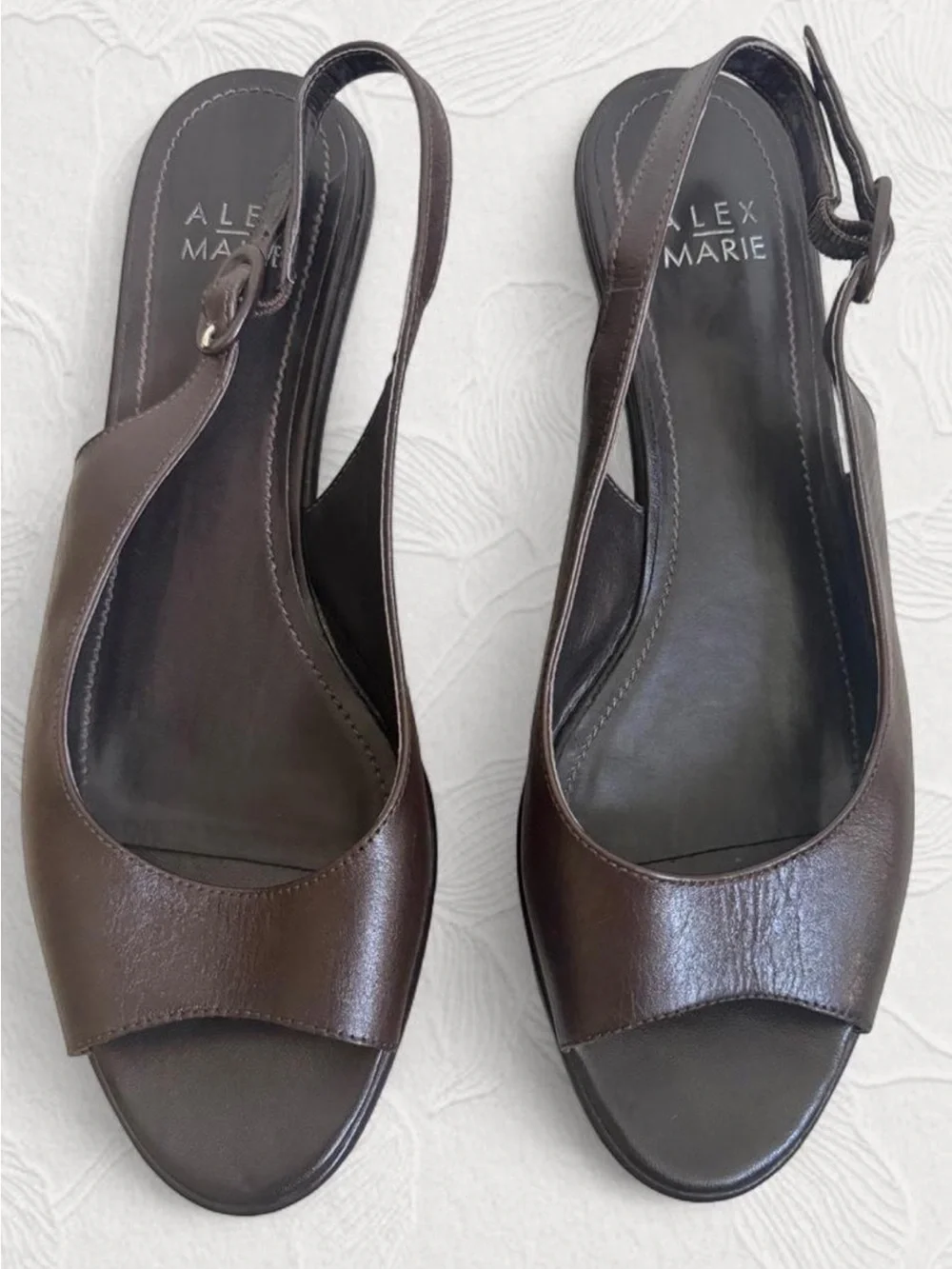 Alex Marie Rachel Leather Peep Toe Slingback Platforms Feminine Coquette Y2K